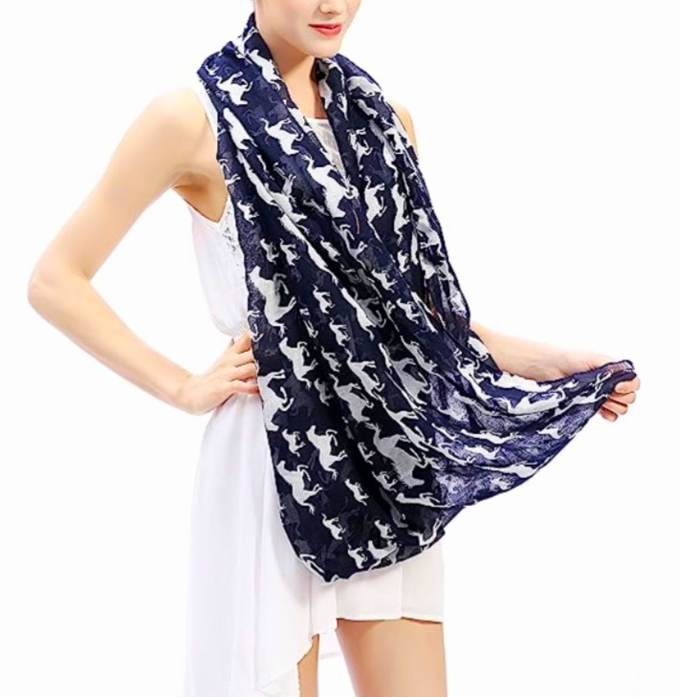 Lina & Lily oversized horse theme infinity scarf